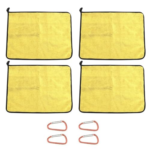 – Thickened Double Sided Absorbent Hand Towel with Clip for Fishing, Boating, Kayaking, Wiping Rods, Reels and Outdoor Gear, 15.7 x 11.8 Inch(Yellow) - color: Yellow