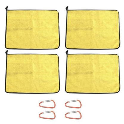 – Thickened Double Sided Absorbent Hand Towel with Clip for Fishing, Boating, Kayaking, Wiping Rods, Reels and Outdoor Gear, 15.7 x 11.8 Inch(Yellow) - color: Yellow