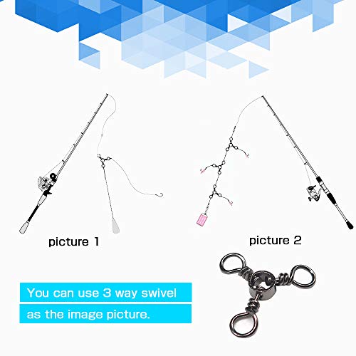 AMYSPORTS Fishing Connector Fish Swivels Tackle 3 Way Fishing Swivel Saltwater Freshwater Fishing Tackle Accessories Crossline Trolling Line Lure Connector - size: Size7 (29lb) 50 pcs
