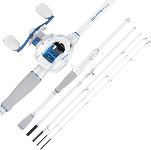 KastKing Centron Lite Travel Fishing Rod and Reel Combo, Cast-6'6" M- Left Handed (4pcs+ Extra Tip)