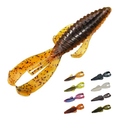 Pulse Craw Soft Plastic Crawfish Lure – 3.9" (100mm), 10-Pack, Rage-Style Craw Bait for Bass Fishing, Texas Rig & Jig Trailer - color: Orange Pumpkin