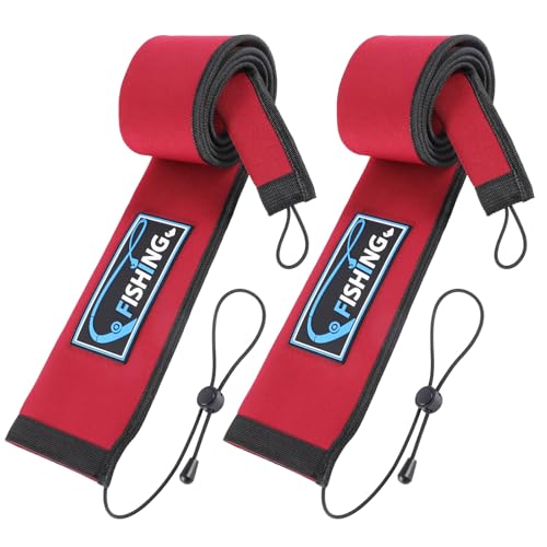 2Pcs Neoprene Fishing Rod Sleeve for Casting, Trolling, Spinning Rods – Lightproof & Puncture Resistant Rod Cover - color: Red, size: 58" - 2Pcs