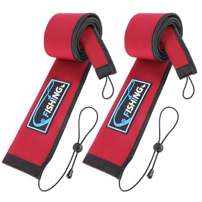 2Pcs Neoprene Fishing Rod Sleeve for Casting, Trolling, Spinning Rods – Lightproof & Puncture Resistant Rod Cover - color: Red, size: 58" - 2Pcs