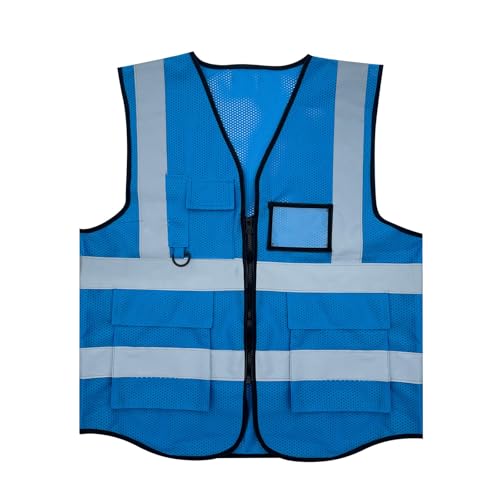 Fishing Vest - Work Vest for Men V Neck Zip Up Lightweight Breathable Sleeveless Utility Jackets Mesh Outwear Vests 2026 - color: 04# Light Blue
