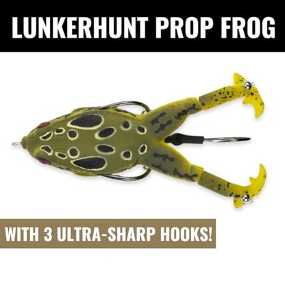LUNKERHUNT - Frog Bait for Bass Fishing | Soft Hollow Body Weedless Frog for Bass Fishing and Trout | Weedless Realistic Bait Frog Lure, Freshwater with Sharp Hooks Lures and Double Propellers Feet - style: Cane