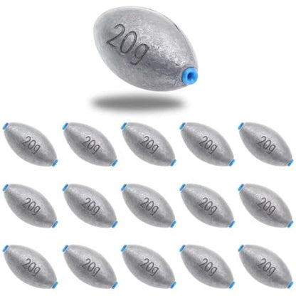 Egg Sinkers Fishing Weights, Bullet Fishing Weights | Lead Oval Shaped Fishing Weights Sinkers for Saltwater Freshwater Fishing 1/4oz to 3oz - size: 3/4oz-15pcs