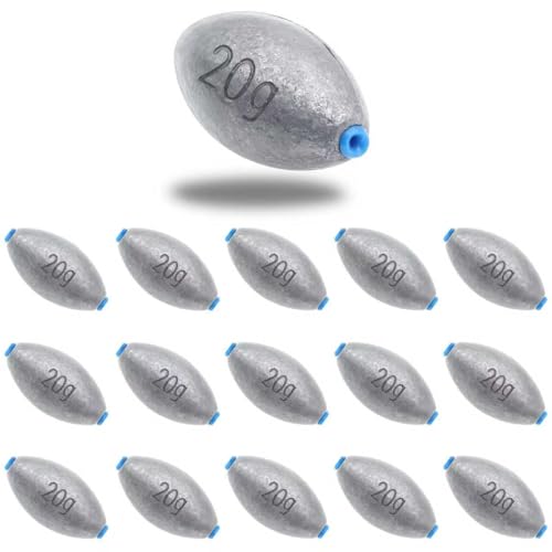 Egg Sinkers Fishing Weights, Bullet Fishing Weights | Lead Oval Shaped Fishing Weights Sinkers for Saltwater Freshwater Fishing 1/4oz to 3oz - size: 3/4oz-15pcs