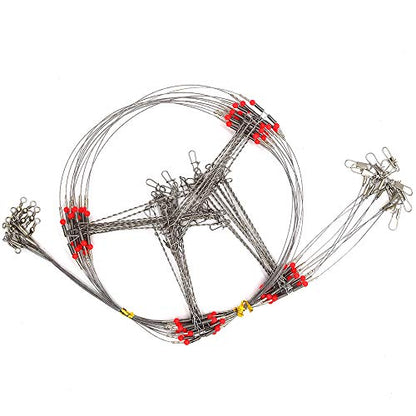 Senyu Wire Trace Leader Rig Stainless Steel 1-5 Arms Fishing Rigs with Snap,High-Strength Fishing Leaders Saltwater-Perch Rigs for Fishing - color: Arm Length 4.7inch, style: 4 Arm Leader