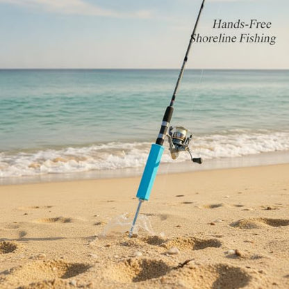 Ground Fishing Rod Holder, Galvanized Metal Spike for Beach and Riverbank, Support for Surf Casting (1 PC) - color: Blue