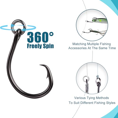 9KM DWLIFE Circle Hooks 4X 25Pcs Strong Corrosion-Resistant High-Carbon Steel Fishing Hooks with Ring for Catfish, Bass Saltwater Circle Hooks - size: 10/0#