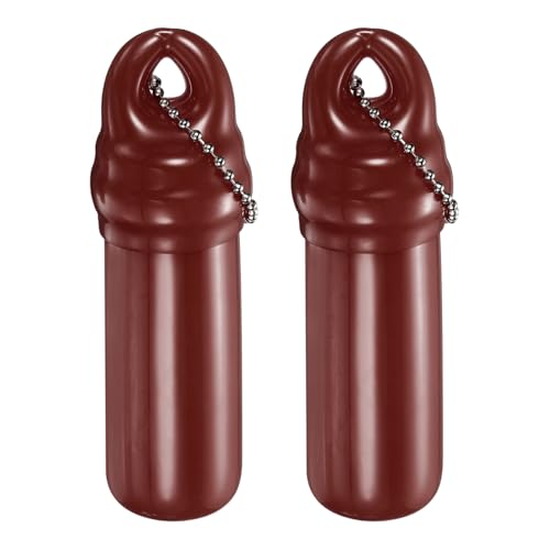 uxcell Floating Keychain, Float Key Ring Holder with Waterproof Container, Float Key Pendant for Fishing - color: Coffee