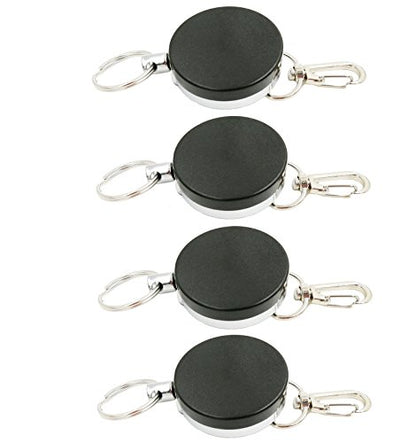 Drchoer Fly Fishing Zinger Retractors: 4pcs Metal Retractable Key Badge Holder with Belt Clip and Steel Cord - Extendable Keychain Reel for Nippers Fly Fishing Equipment