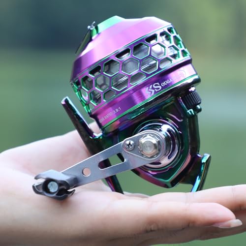 Sougayilang Spincast Fishing Reel,High Speed 3.9:1 Gear Ratio,Trouble-Free Push-Button Bait Casting Design and Reversible Handle for Left/Right Retrieve,Pre-Spooled with Monofilament Line - color: Colorful Spincast Reel
