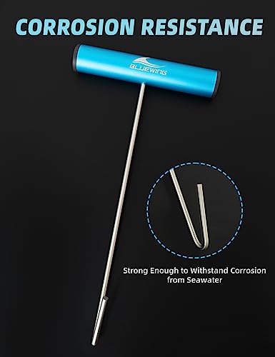 BLUEWING Fishing Hook Remover 12in/24in Stainless Steel Fish Dehooker Saltwater Push and Pull Dehooking Tool, Twist Resistance Design 1pc - color: Blue, size: 12", style: Single Curve Design