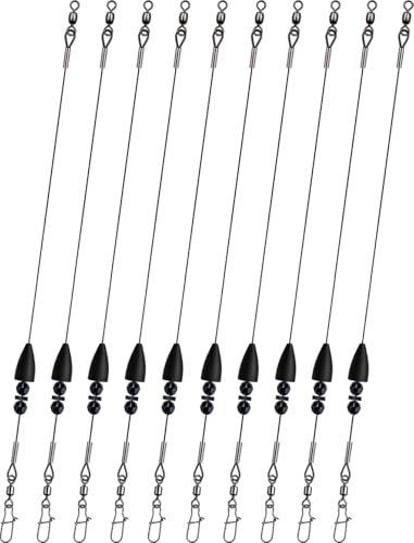 Texas Rigs 10 Pack, Pre-Rigged Bass Fishing Rig with Bullet Weight, Swivel & Snap, Weedless Soft Plastic Rig for Largemouth & Smallmouth Bass - color: Black, size: 3/8oz