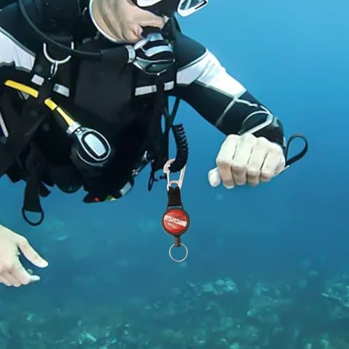 Scuba for retractor Clip, Retractable Diving Gear Tethers Stainless Steel Key Ring For BCD Hook Anti-lost Rope Key Chain For Freediving, Spearfishing