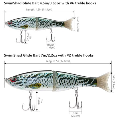 Bassdash SwimShad Glide Baits Jointed Swimbait Bass Pike Salmon Trout Muskie Fishing Lure - color: Blue Mackerel, size: 7in/2.2oz