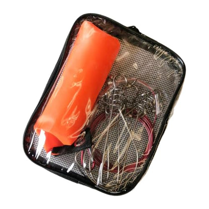 5m 10m Fishing Lock Belt Fishing Stringer Live Fish Lock Buckle with Float Stainless Steel Fish Hook Fishing Tackle - color: A