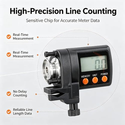 Fishing Line Counter, 199.9m-999.9 M Depth Finder Spooler Electronic Portable Digital Length Display Fish Finderdepth Gauge Tackle Tool Accurate Manual Meter Gear For 5-17mm Fishing Rods