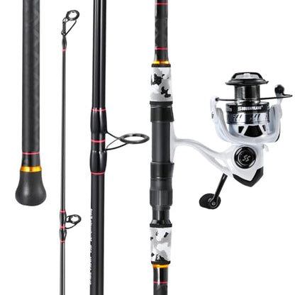 Sougayilang Surf Fishing Rod and Reel Combo, 4 Piece MH/H Saltwater Fishing Combo with 5000 Size Spinning Reel(12'/15') - color: blue, size: 11ft-Spinning-4Pc-Heavy