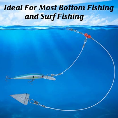 Fishing Leader Rigs Saltwater Tackle Rigs with Swivels Snaps, High Strength Wire Leaders Rigging Surf Fishing Gear Equipment for Lures Bait Hooks Catfish Walleye - color: Blue Nylon Leader, size: 24PCS, style: 1 Arm