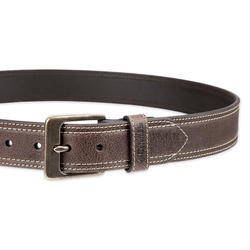 Columbia Men's Leather Casual Belt Tan & Brown Classic Style for Everyday Wear - color: Brown Contrast Stitch, size: Small (30-32)