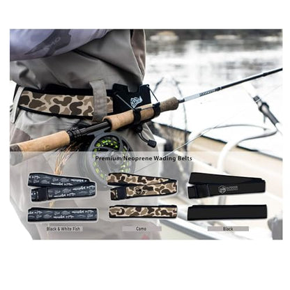 O’Pros Premium 2” Neoprene Adjustable (24” to 48”) Wading Belt – Fishing Wader Belt - color: Brown Camo