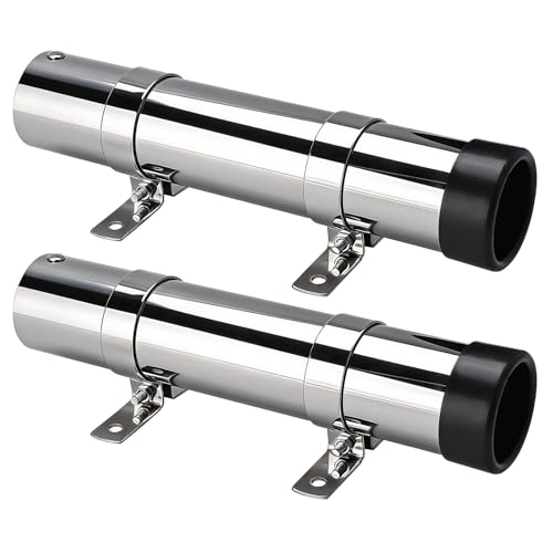 YaeMarine Boat Marine Fishing Rod Holders Stainless Steel Side Mounted Transom Mounted Rod Holders with Brackets - style: With Non-welded Brackets