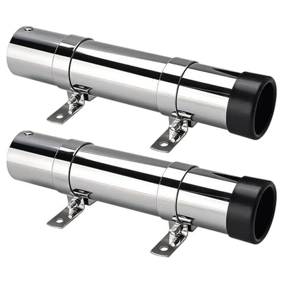 YaeMarine Boat Marine Fishing Rod Holders Stainless Steel Side Mounted Transom Mounted Rod Holders with Brackets - style: With Non-welded Brackets