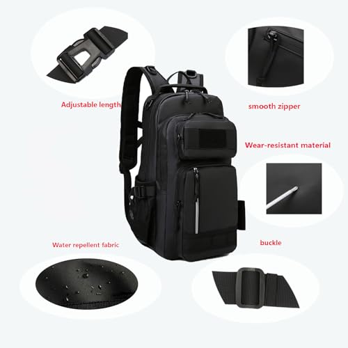 Versatile Fishing Backpack with Rod Holder and Adjustable Straps - color: Black Camouflage