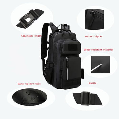Versatile Fishing Backpack with Rod Holder and Adjustable Straps - color: Black Camouflage