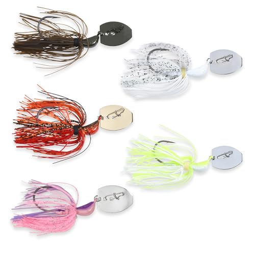 Sidewinder Bladed Jigs for Bass Fishing 1/2 Oz and 3/8 Oz | 2 and 5 - Pack | Fishing lures with 5/0 bladed jig head, vibrating shaker blade, low-column action, lifelike baitfish profile & skirt colors - size: 1/2 oz ( Pack of 5 )