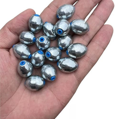 Alloy Steel Fishing Sinker Oval Drop Shot Bass Fishing Weight Casting Sinkers for Saltwater Freshwater - size: Size7-10Pcs-Alloy Sinker-15G