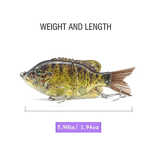 5.9in Multi Jointed Swimbait Fishing Lures Bait,2 Segment Big Giant Sinking Fishing Bass Lures,Crankbaits Swimbaits with Treble Hook - color: 5.9in,1.94oz-Color D