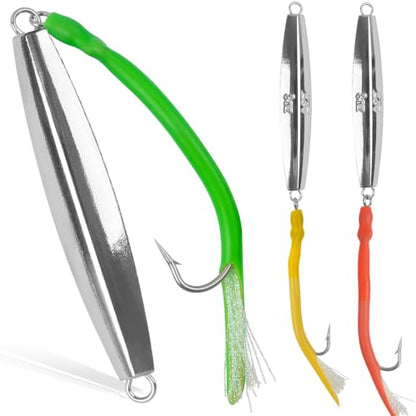 Diamond Jigs Saltwater Fishing Lures, Bottom Bouncing Sinking Casting Jigging Spoon Baits, Deep Sea Vertical Ocean Lures Surf Fishing Jigs for Bluefish Striper Tuna Salmon - style: 3oz-3pcs