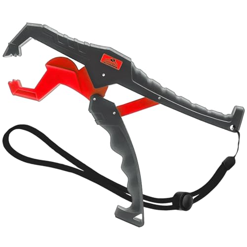 Fish Lip Grabber Fish Lip Gripper 9" Fishing Tool Mouth Spreader Grip Hook Remover Gripper Hook Remover Fishing Gear Comes with Lanyard - color: Red