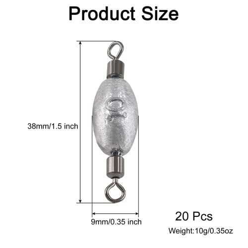 Hitefu Fish Weight Sinkers, Inline Weights Lead Fishing Weights Trolling Sinkers, Egg Sinkers for Bottom Fishing (3/8, 1/2, 3/4oz) - size: 3/8oz
