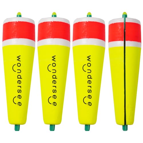 wondersee Fishing Floats Weighted Slotted Peg Popping Floats Slip Bobbers, Pack of 4 - color: Yellow, size: 4in.