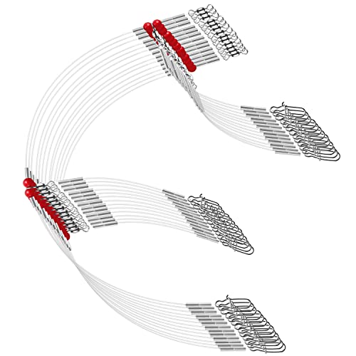 Fishing Leader Fishing Rigs, Luroad 6/12/18 Pcs Nylon-Coated Lines with Swivels Snap Beads, Stainless Steel Hooks Crimps Saltwater Freshwater for Fishing Lovers Angler, 1 Arm/ 2 Arms - color: J.2 Arm-Red-6pcs