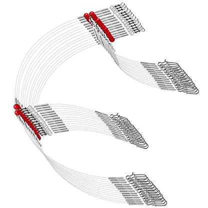 Fishing Leader Fishing Rigs, Luroad 6/12/18 Pcs Nylon-Coated Lines with Swivels Snap Beads, Stainless Steel Hooks Crimps Saltwater Freshwater for Fishing Lovers Angler, 1 Arm/ 2 Arms - color: K.2 Arm-Red-12pcs