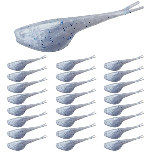 Split-Tail Crappie Lures - 24pcs Soft Plastic Lures for Bluegill, Panfish, Trout, Bass - color: White