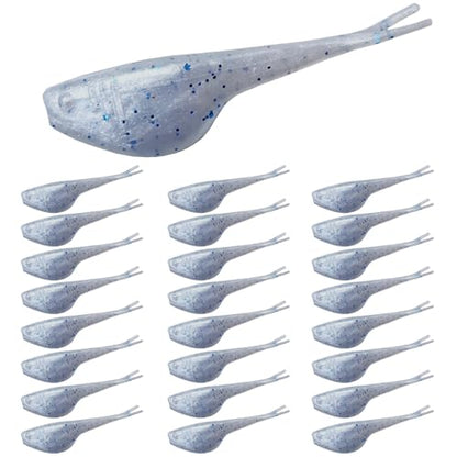 Split-Tail Crappie Lures - 24pcs Soft Plastic Lures for Bluegill, Panfish, Trout, Bass - color: White