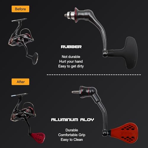 63mm Replacement Fishing Reel Handle with TPE Knob 35mm Compatible for Shimano Stradic FL/FM Stella Vanford Vanquish Nasci - color: Red
