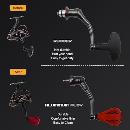 63mm Replacement Fishing Reel Handle with TPE Knob 35mm Compatible for Shimano Stradic FL/FM Stella Vanford Vanquish Nasci - color: Red