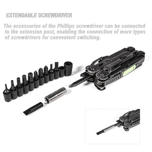 GrandHarvest Multitool, 25-in-1 Spring Loaded Pliers Multi Tool, Each Tools with Safety Lock-Stainless Steel Multi-Tool, Propylene Sheath, Survival Gear for Camping, Hiking, Multi Plier, Pocket Knife