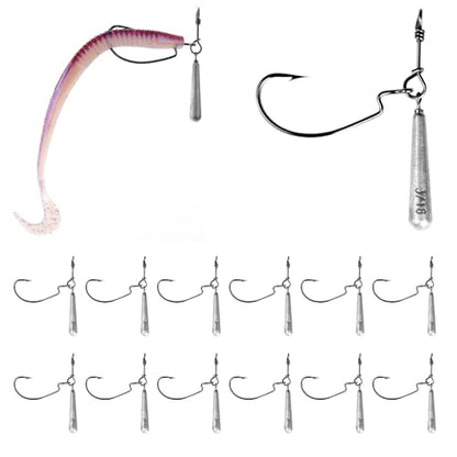 OJYDOIIIY Jika/Tokyo Rig (10/12 PCs) - Drop Shot Style Fishing Rigs with Weedless EWG Hooks (1/8 3/16 1/4 3/8 1/2oz) | Replaceable Hooks & Weights - color: Jika Rig, size: 3/16oz - 12Pack