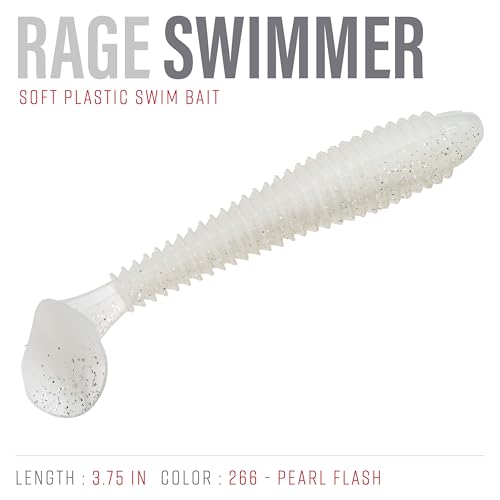 Strike King Rage Swimmer Fishing Lure, Soft Plastic Paddletail Minnow, Sleek Nose Cone, Softly Ribbed Body, Thin Tail