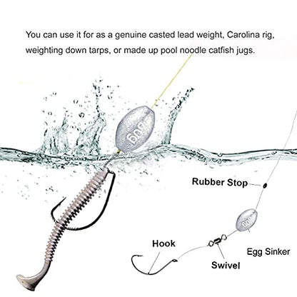 Egg Fishing Sinkers Weights Assortment Lead Oval Shape Bass Casting Worm Bullet Tackle for Saltwater Freshwater Fishing - style: Stopper-barrel-swivels