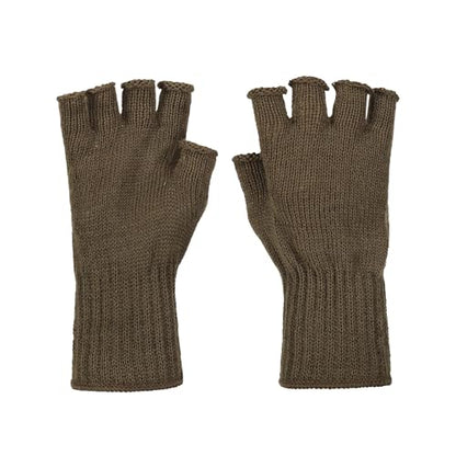 M MCGUIRE GEAR GI Wool Fingerless Gloves, Half Finger Outdoor Tactical Glove Insert - Ski Glove Insert Made in USA - color: Brown