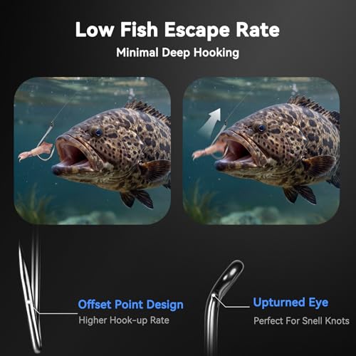 Octopus Fishing Hooks 50/100 Pcs,Offset Beak Circle Hooks for Fish Hooks Saltwater Freshwater, High Carbon Steel Hook for Rigs Catfish, Bass Tuna, Walleye, Trout Size 10-8/0 - size: #7/0_50pcs